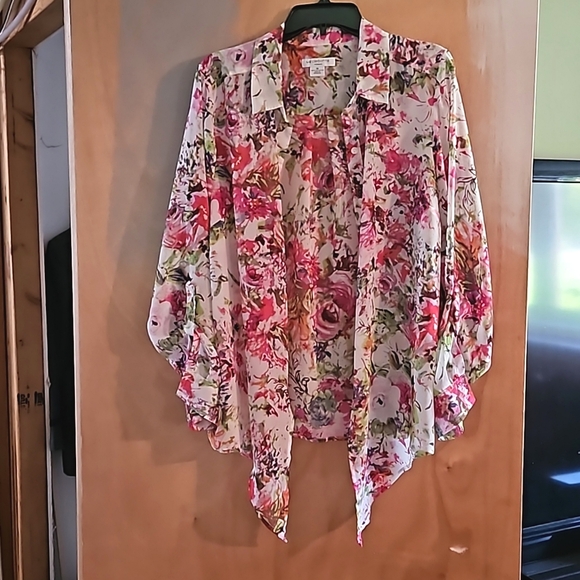Liz Claiborne sheer floral blouse - Picture 1 of 4